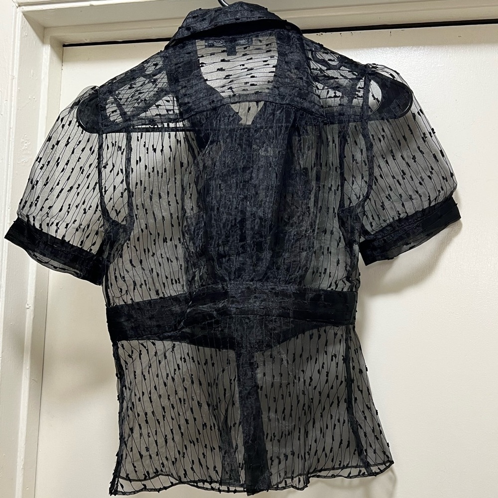 🚫SOLD🚫 Vintage Betsey Johnson New York Sheer Button Up Collared - Picture 3 of 4